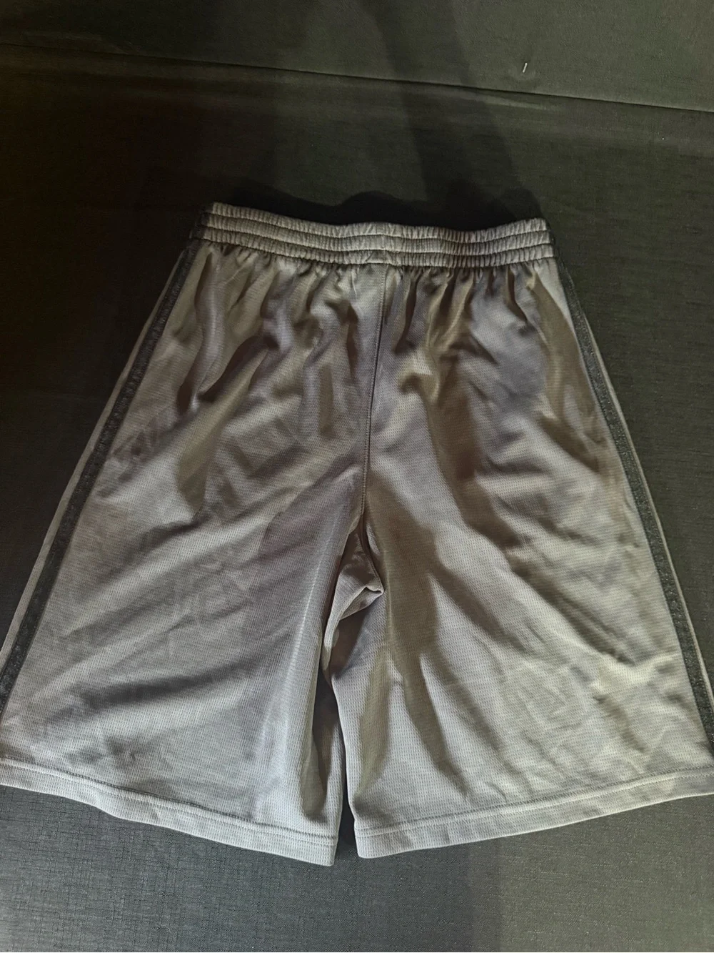 adidas Gray and Black Kids Athletic Shorts with Side Stripes